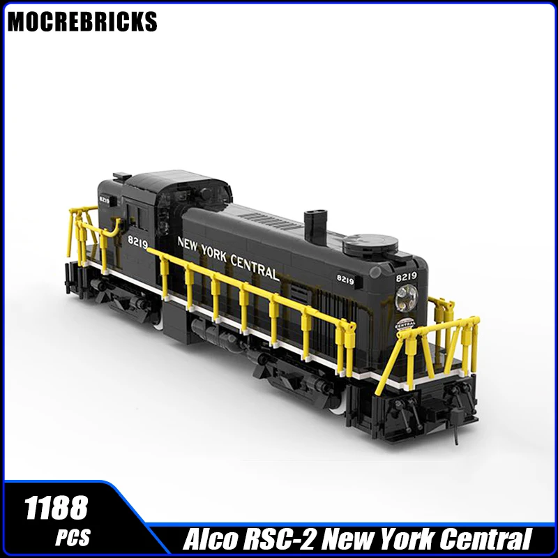 Moc-117006 City Railway Alco Rsc-2 New York Central Station Passenger Train Building Block Assembly Model Brick Toy Gifts