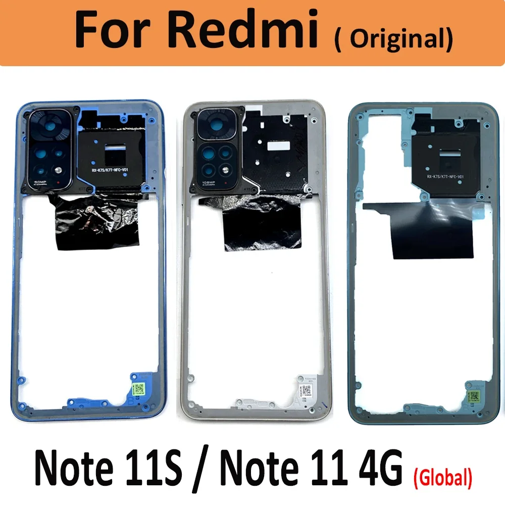 Originale Per Xiaomi Redmi Note 11S / Note 11 4G Cornice Centrale Cornice Cornice Cornice Cornice Cornice Con Pulsante Laterale Riparazione Pezzi Di R