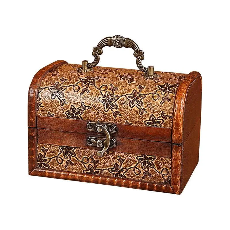 Vintage Jewelry Box Wooden Lock Box Pirate Chest With Key Lockable ...