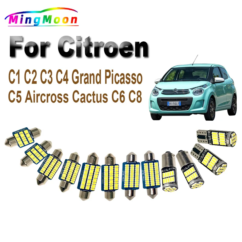 Canbus Accessori Auto Per Citroen C1 C2 C3 C4 Grand Picasso C5 Aircross Cactust C6 C8 Led Interior Map Dome Trunk Light Kit
