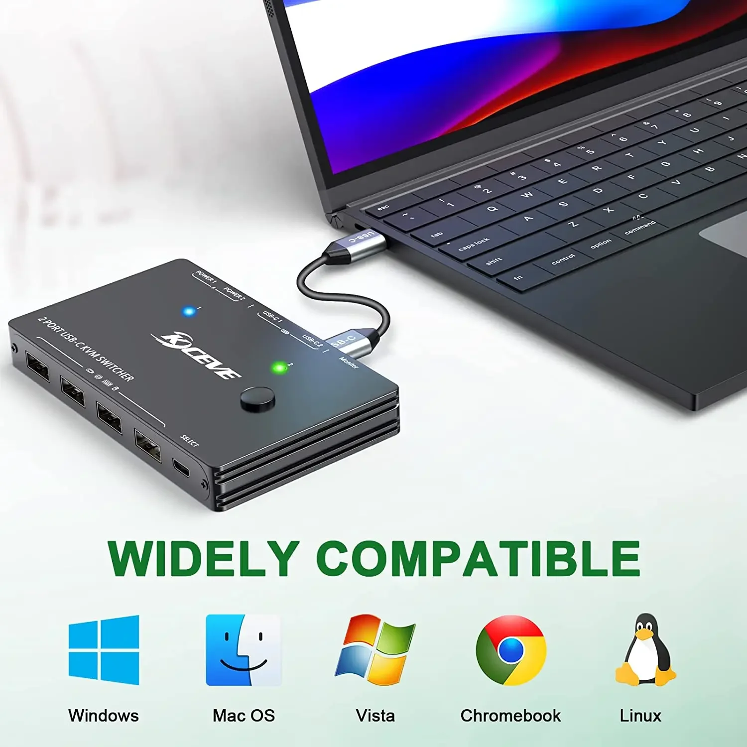 

USB-C/HDMI(USB-C) KVM Switch 2 In 1 Out 4K USB HDMI KVM Switch Support PD Charg for 2 PC Sharing Keyboard Mouse Printer Display