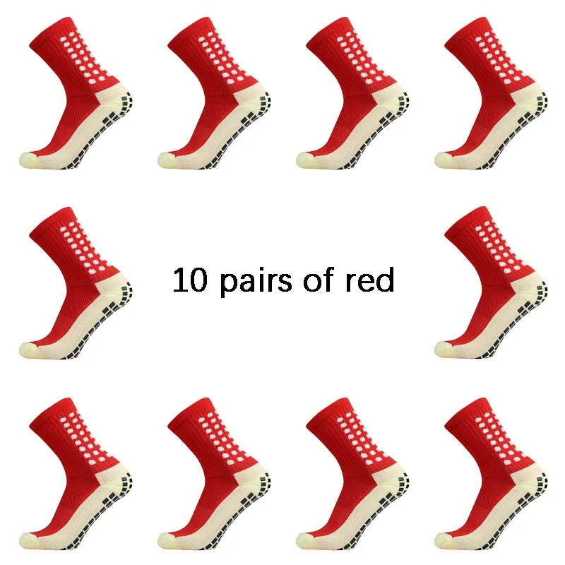 Men Womens Football Socks Cotton Square Silicone Suction Cup Grip Anti Slip Soccer Sports Rugby Socks Tennis 10 Pairs/lot
