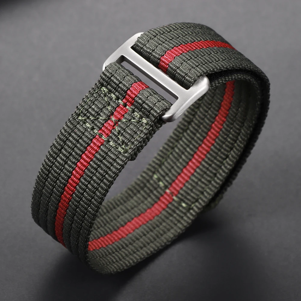 Durable Nylon Canvas Military Sports Watch Strap - Hook & Loop Closure