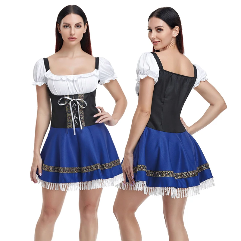 

Немецкое Пиво Dirndl Платье-передник набор для женщин баварский Октоберфест малыш бар Горничная Косплей Карнавал клетчатое платье