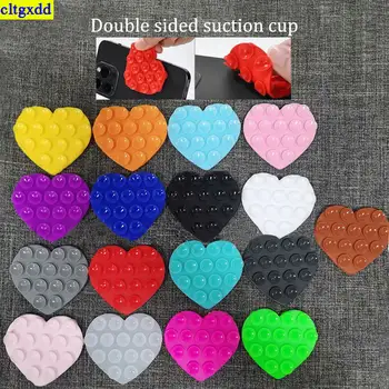 cltgxdd 1piece heart-shaped double-sided suction cup silicone phone holder with 15 suction cups, powerful selfie function