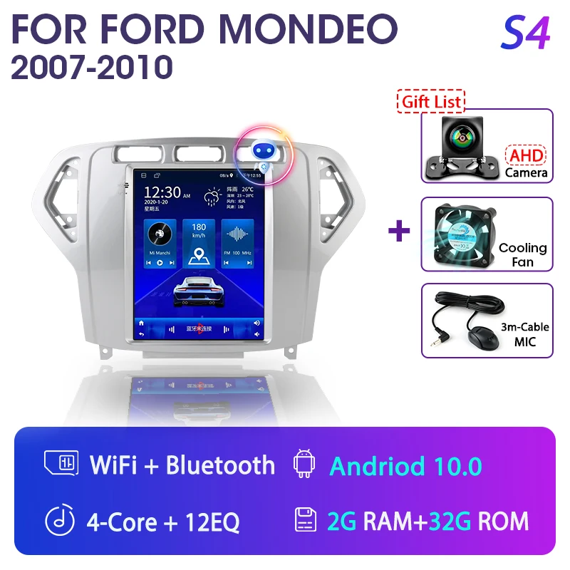 Srnubi Android 11.0 Car Radio for Ford Mondeo mk4 Galaxy A/C 2007-2010 Multimedia Video 2Din 4G WIFI GPS Carplay Navigation car with movie player Car Multimedia Players