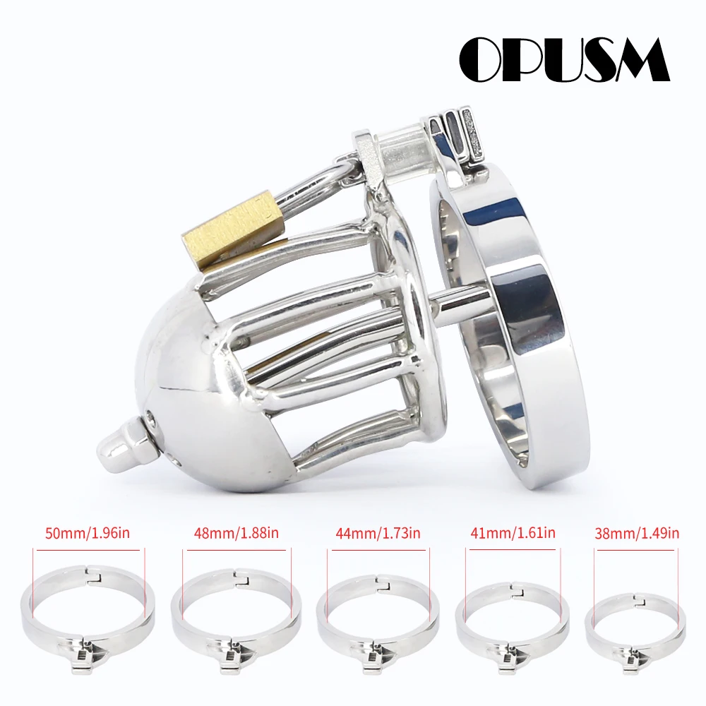 

Micro Stainless steel male Chastity Cage Device Penis Ring Lock With Urethral Catheter BDSM Bondage Restraint Sex Toy For Man