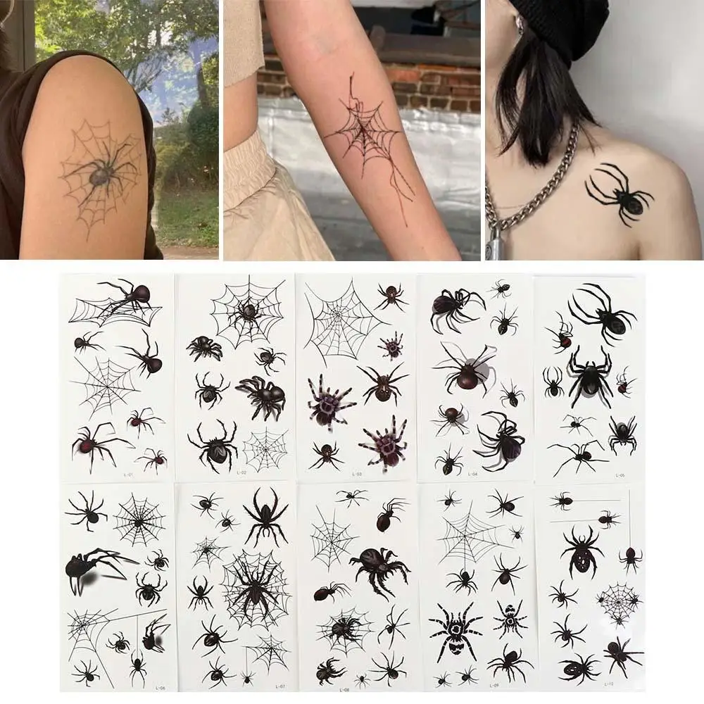 

DIY шрам паук дизайн Хэллоуин реалистичный патч для лица искусственные временные татуировки наклейки