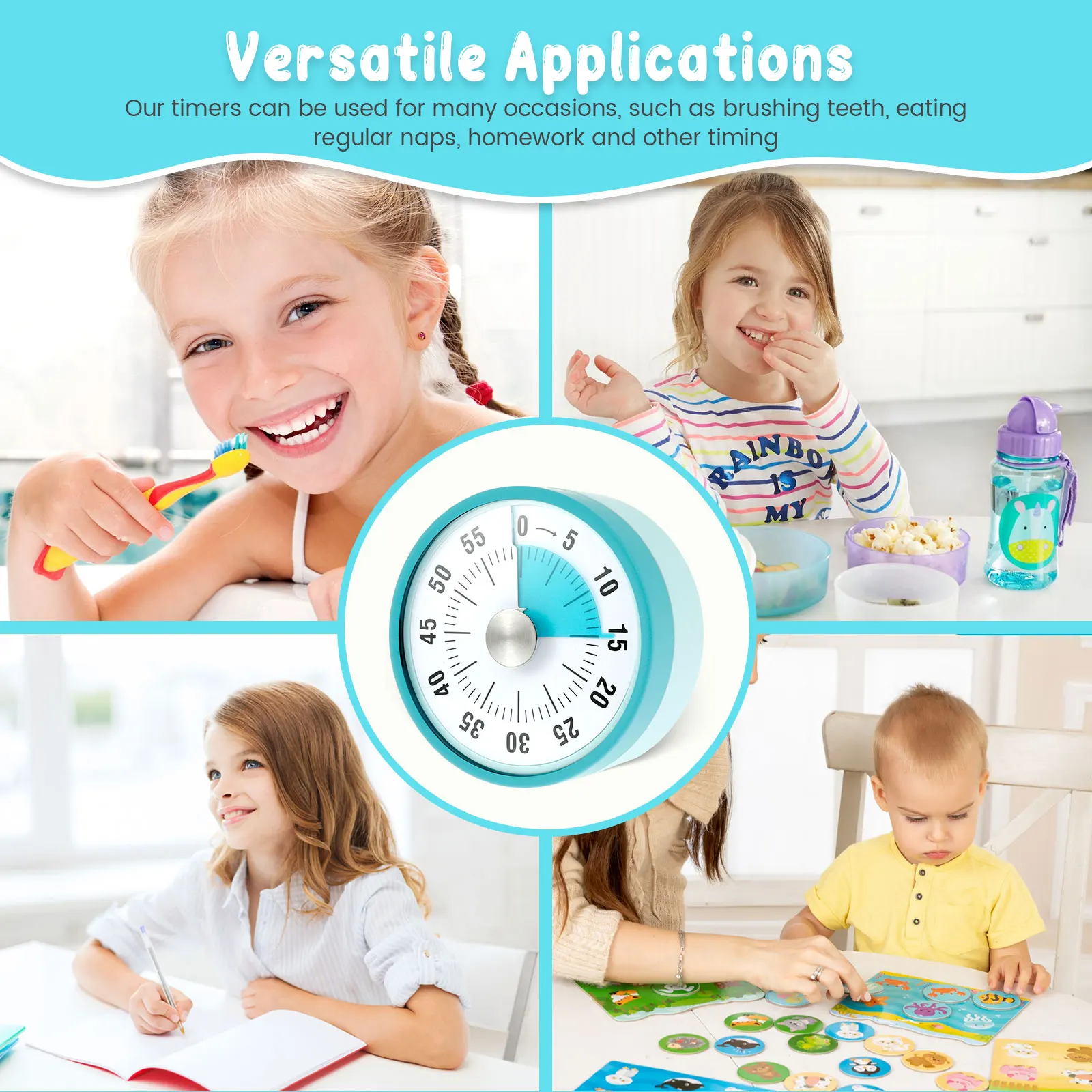 Mechanischer Küchentimer Für 60 Minuten - 6x6x2,5 Cm, Ohne Batterien, Für Kochen, Backen & Zeitmanagement
