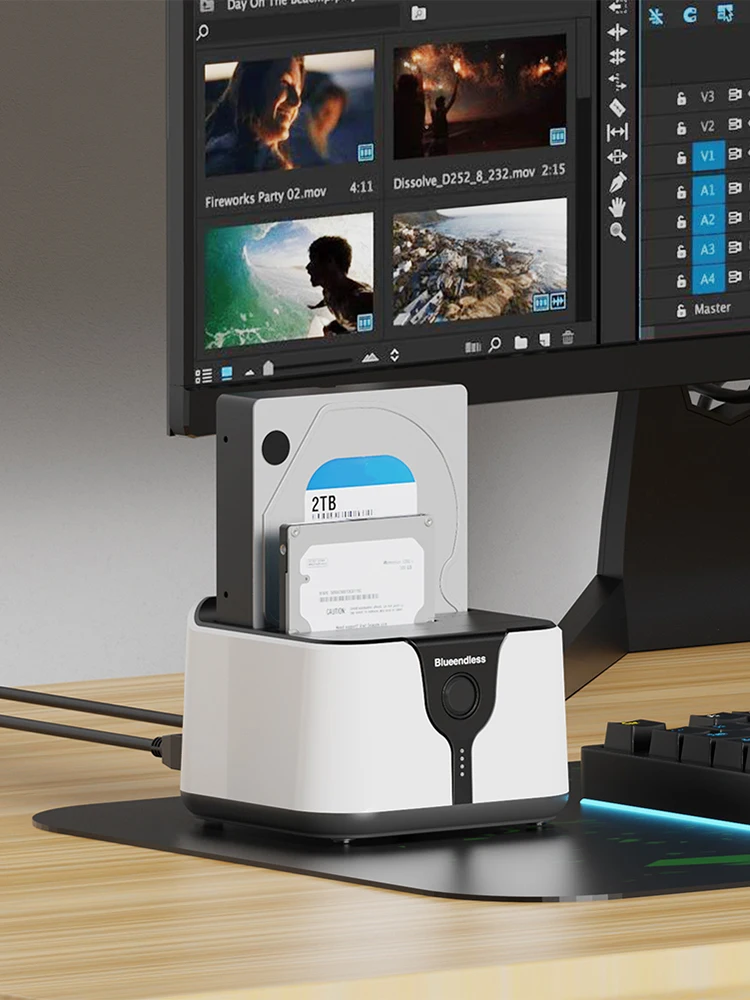 USB 3.0 SATA 듀얼 베이 HDD 도킹 스테이션 20TB X2 하드 드라이브 스테이션 (2.5인치 또는 3.5인치 SATA HDD/SSD용 12V 3A 전원 어댑터 포함)