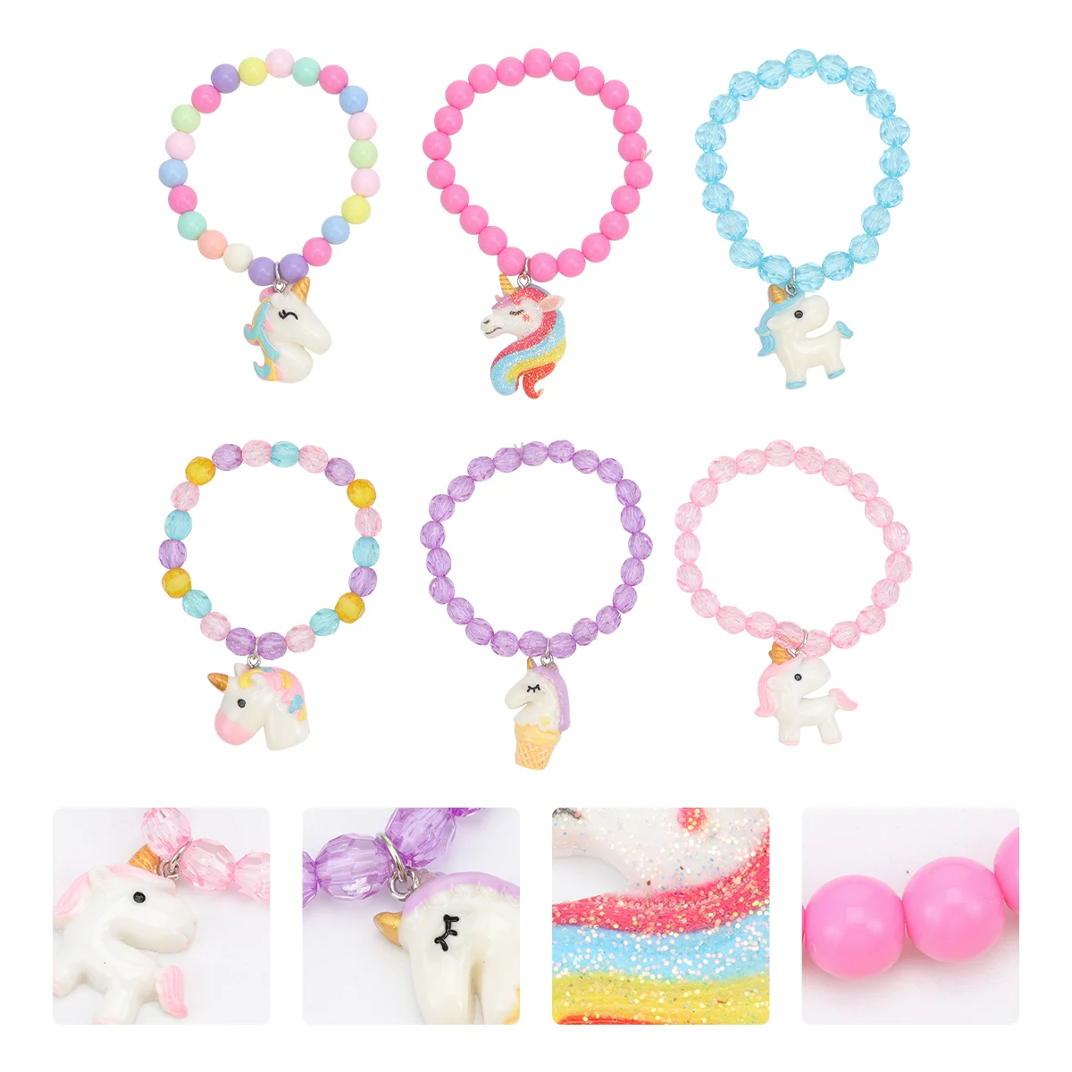 

Unicorn Pony Bracelets Colorful Beads Bracelet Acrylic Kids Wrist Decor