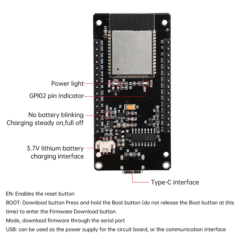 รูปสินค้า ESP32 -WROOM-32 บอร์ดพัฒนา 1.9in/1.14in ST7789 170x320 จอแสดงผล TFT LCD, WiFi + BL โมดูล CH340 อินเทอร์เฟซ Type-C สําหรับ Arduino
