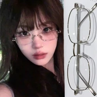 Harajuku Y2K – lunettes Vintage à petite monture carrée pour femmes et hommes, lunettes en métal claires, lunettes de lecture bloquant la lumière bleue 2