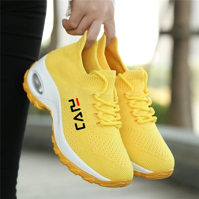 Women Tennis Shoes Breathable Mesh Height-increasing Slip-on Female Sock Footwear Outdoor Women Sneakers Thick Bottom Platforms