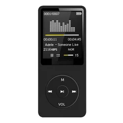 Compact Digital Media Player with USB Charging and Display (Black)