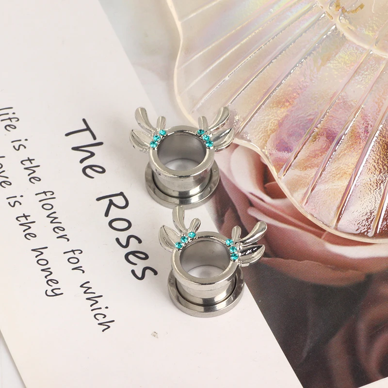 Stainless steel Rose Gold Ear Gauges Piercing Animal Ear Tunnels Plugs Screw Earrings 6-16MM 60pcs