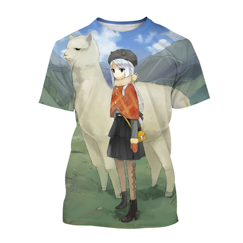 

New Alpaca Art 3D Printing Men's Short-Sleeved T-Shirt Fashion Casual Cute Animal Pet Print Unisex Short-Sleeved T-Shirt