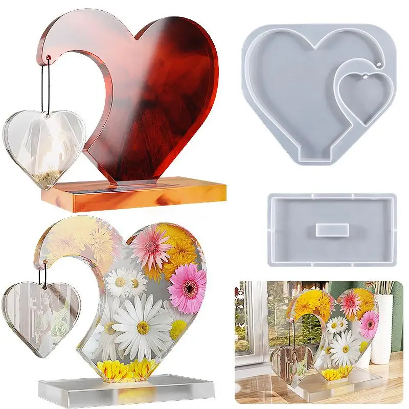 WOKICOR Molde De Silicona Con Forma De Corazón De Resina Epoxi
