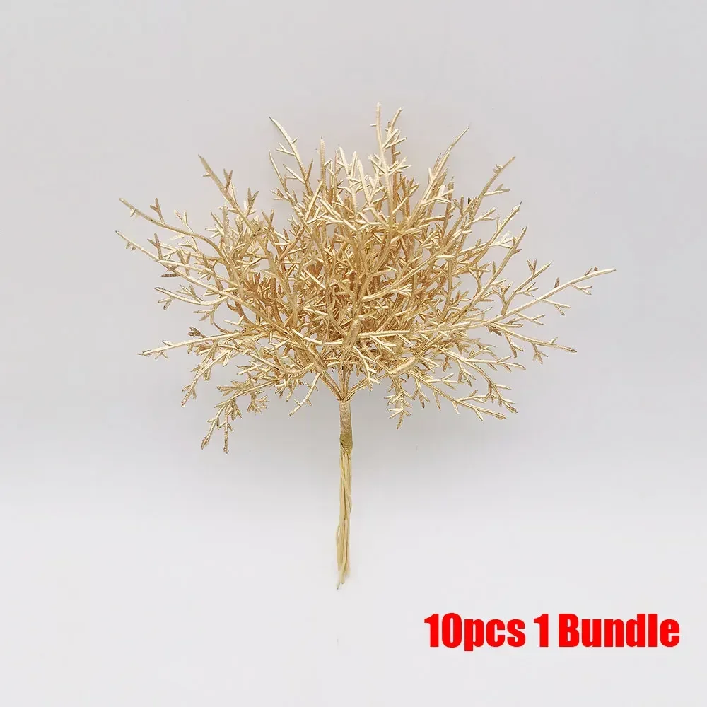 10 piezas de flores artificiales decorativas para árbol de Navidad, ramas de cedro y pino, plantas de bricolaje, decoraciones para el hogar, suministros para fiestas