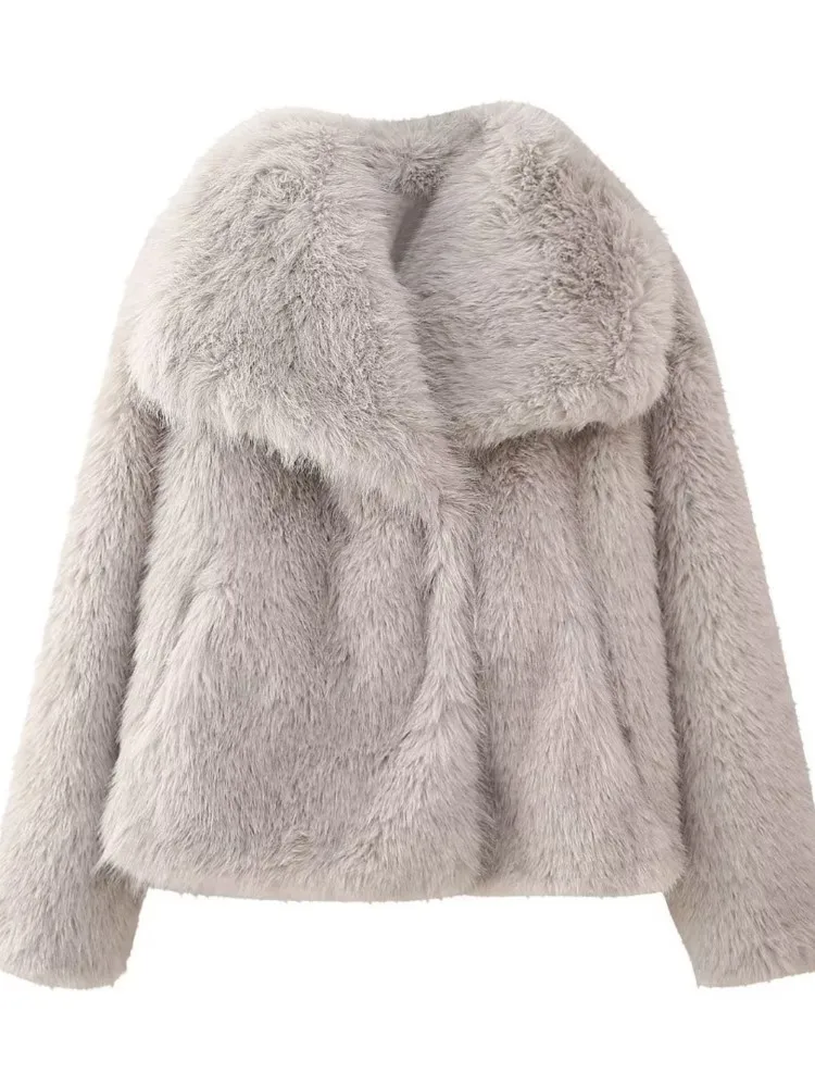 ジャケット・アウター aclent Stand collar volume fur coat mix Love Token Alex Faux Fur Jacket – Love Token US