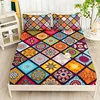 Fashion Bohemian Plaid Printed Fitted Sheet Soft Comfortable Bedding Set For Bedroom Guest Room (1* Fitted Sheet+2*Pillowcases) 6
