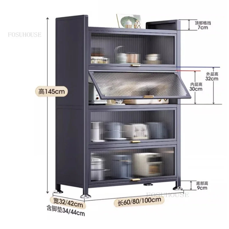 Practical Kitchen Cabinets Rack Floor Multi-layer Storage Cabinets Kitchen Furniture Multi-functional Bowl Sideboard Cabinet 5