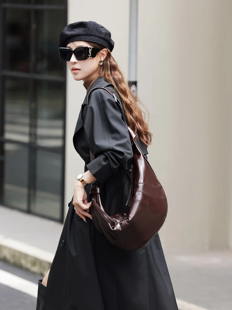 

Good Quality Moto Biker Bags Solid Color Messenger Bags Crossbody Shoulder Women's Bag Hobos Underarm Bags Pearlite Fashion