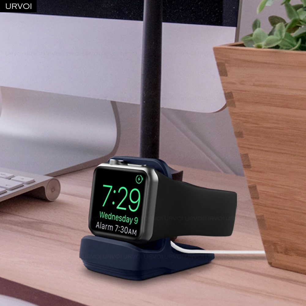 Holder for Apple Watch Series 9 8 7 6 5 4 3 2 1 SE Stand watchOS Nightstand keeper PC home charging dock silicone design