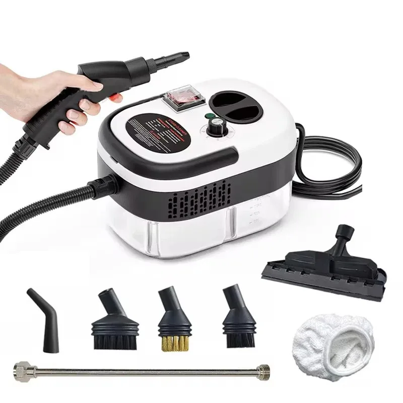 Pulitore a Vapore Portatile ad Alta Temperatura con Testine a Spazzola per Auto e Cucina