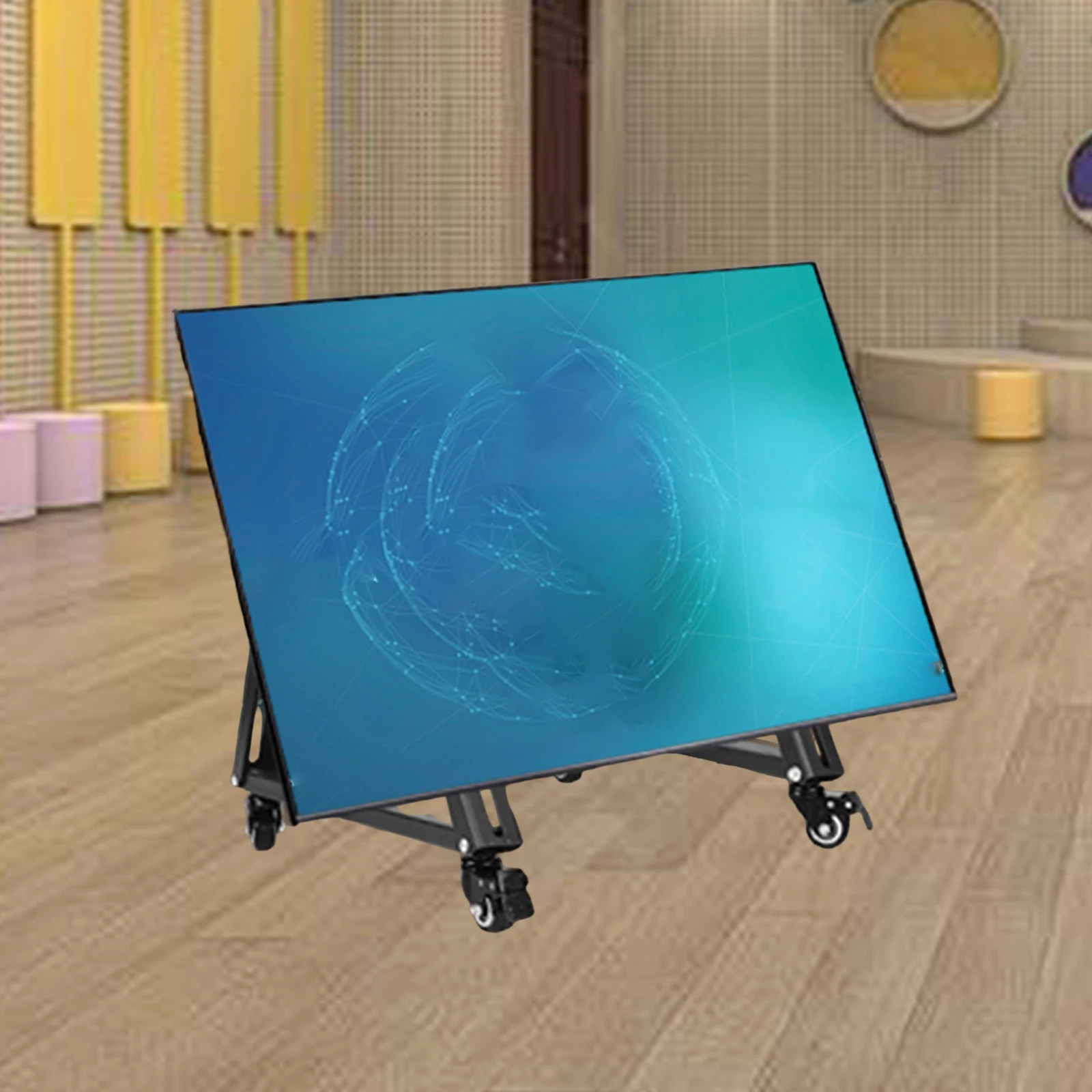 2x Low Height Mobile TV Stand Space Saving Stable Metal Rolling TV Stand with Wheel Monitor Floor Cart for LCD Conferences