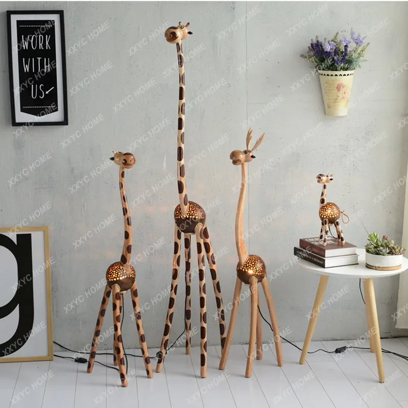 Creative Table Lamp Small Night Lamp Giraffe Gift Coconut Shell Charcoal Lamp Bedroom Bedside Handicraft Home