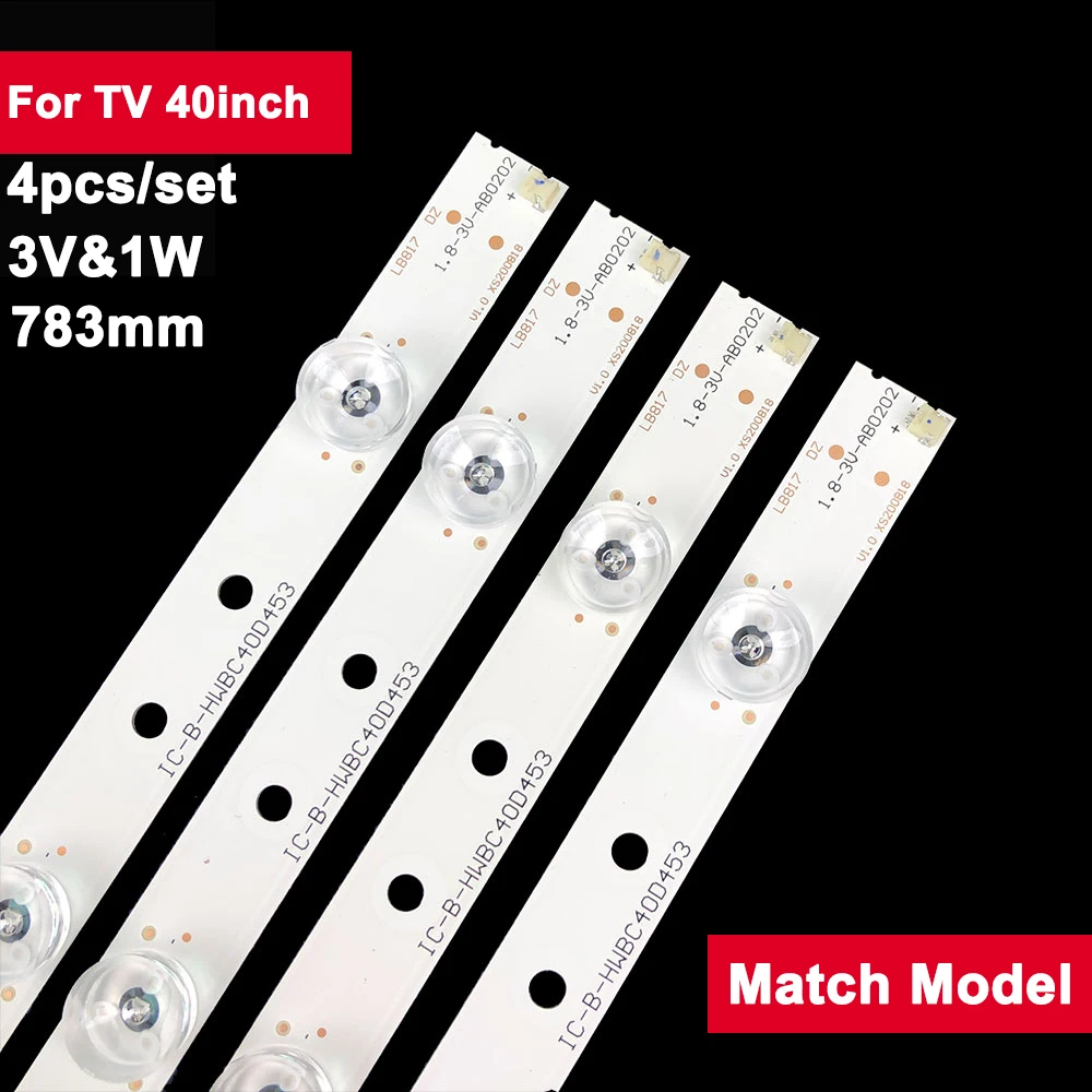 4Pcs 3V Square Len Tv Led Backlight Strips For TV 40inch IC-B-HWBC40D453 V400HJ6-PE1 QT40 V400H1J 40F21B 40F22B-FHD 5pcs set led backlight bar strip js d jp40eu 07ec 70311 for 40inch tv e40ep k1000 mcpcb ua40ep1100s v400hj6 pe1 hx40n2176