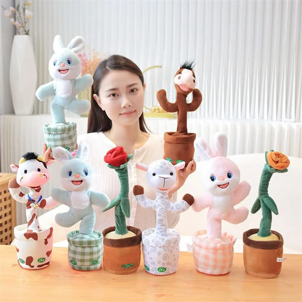 Talking Cow Singing Dancing Interactive Toy Repeats What You Say Electric Shaking Cute Plush Toy Birthday Christmas Festival