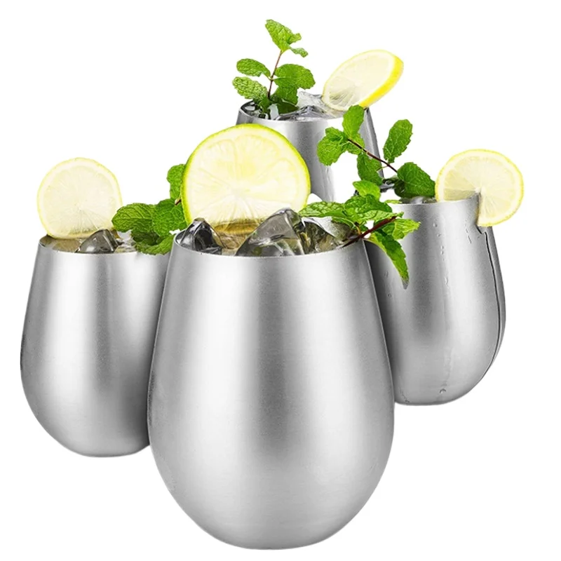 500ml Stainless Steel Beer Cup Wine Tumbler Bottomless wine glasses Cocktail Wine Glasses Big Capacity Metal Cups Camping Travel