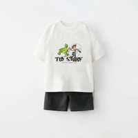 Boutique Children's Wear Summer New Style Boys Short Sleeve Suit Printed Cartoon T-shirt + Shorts Kids Clothing Casual Outfits 2