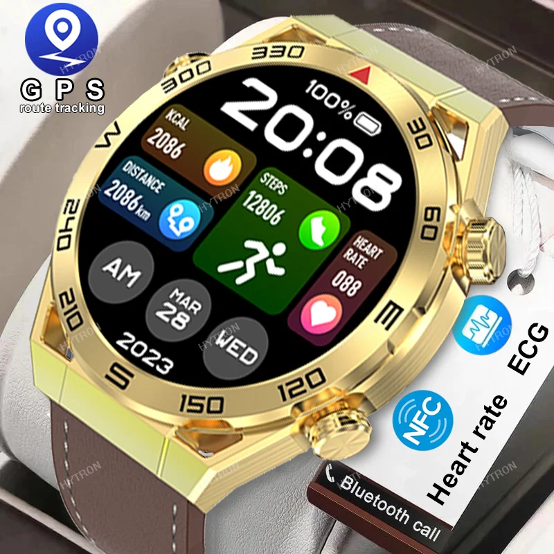 

AMOLED Smart Watch Men For HUAWE NFC Wireless Charging Bluetooth Call GPS Tracker Fitness Bracelet Business Smartwatch Ultimate