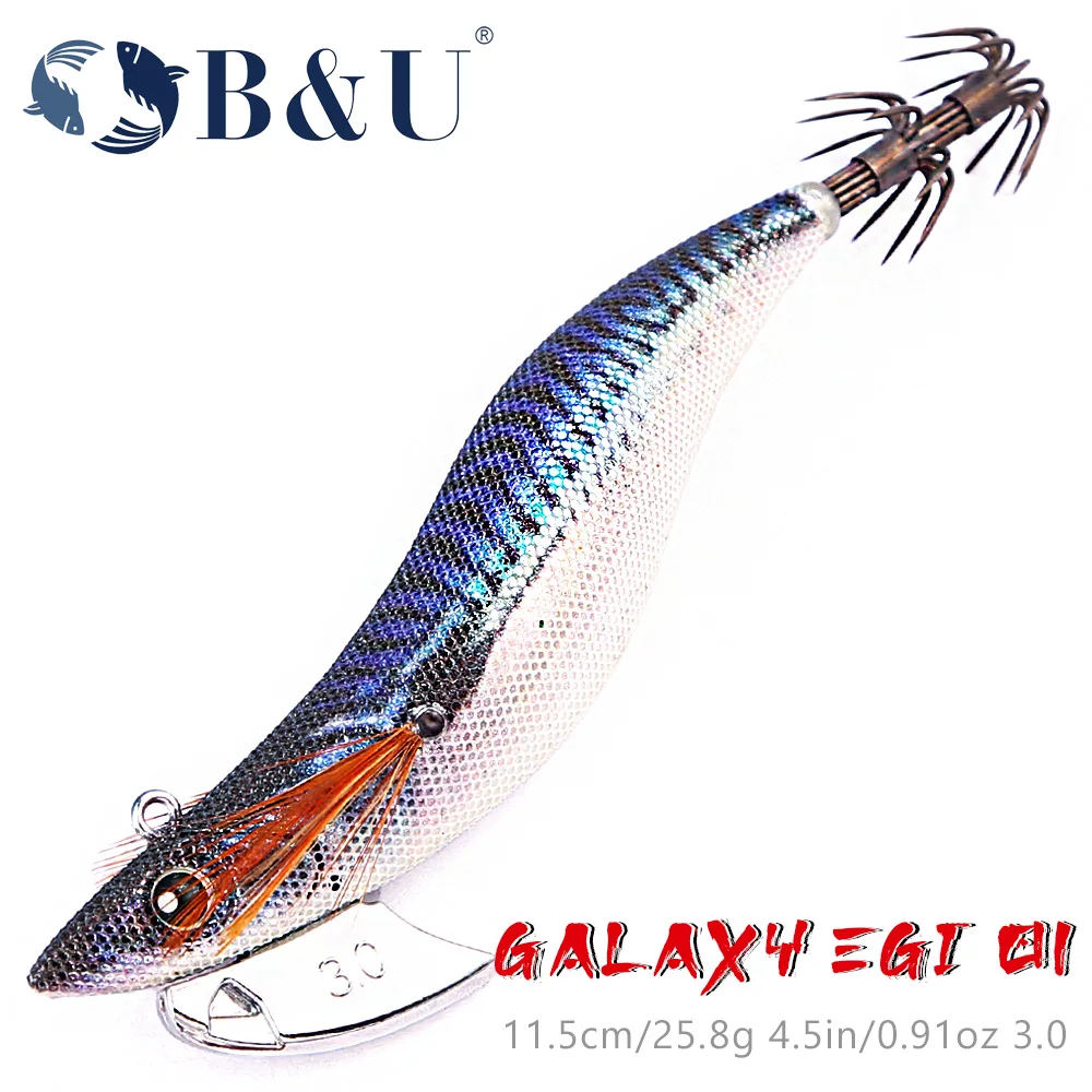 B&U Egi Tintenfischköder, künstliche Jigging-Köder, langsam sinkende Tintenfischhaken, Meeresangeln, Oktopus, Tintenfisch, leuchtender Tackle-Köder
