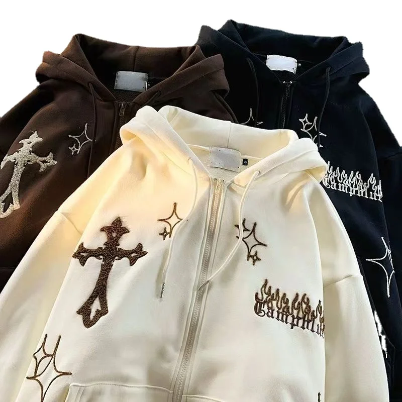 

Y2k Hoodies Women Coat Loose High Street Letter Cotton Coat Casual Men Hip Hop Y2k Clothes Long Sleeve High Street Graffiti
