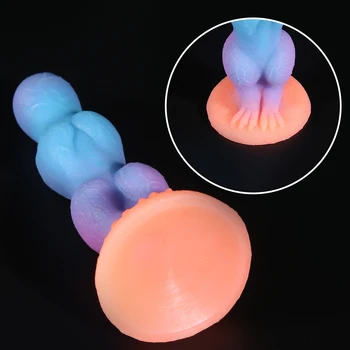 Luminous Animal Dildo Penis Anal Toys Butt Plug Colourful Glowing Dildo Huge Dragon Dildo Sex Toys for Women Sex Products 4
