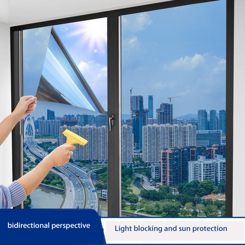 Sunscreen waterproof double-sided transparent film sunshade glass privacy stickers window decorative film bedroom