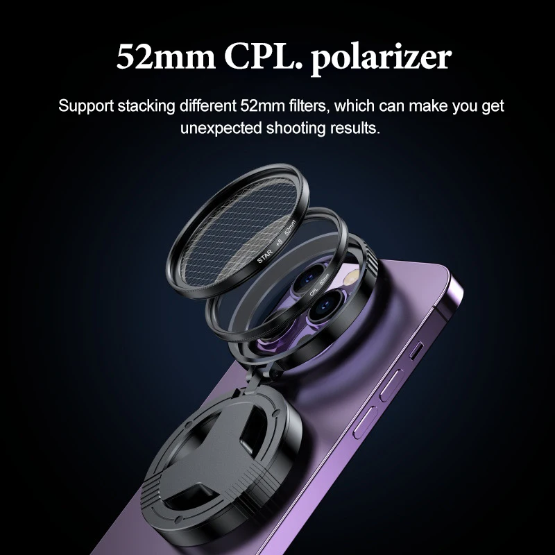 52mm variable nd cpl iphone 15 pro filtre nd filtre variable smartphone cellulaire polariseur filtre téléphone caméra téléphone pour samsung