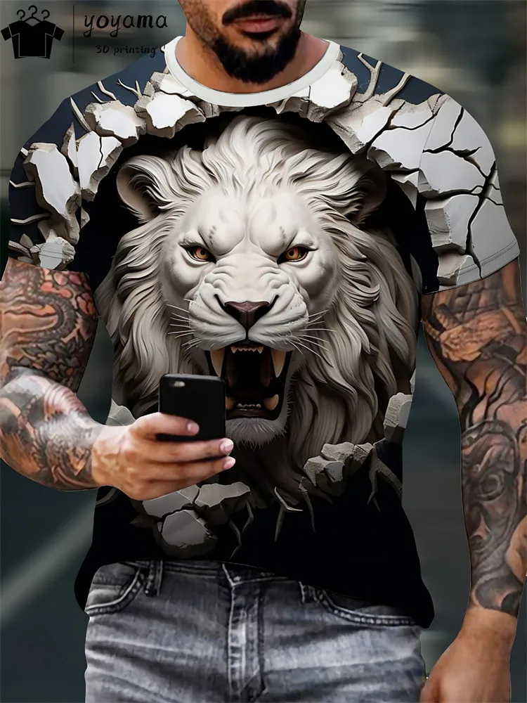 

Men's T-Shirt 3d Animal Print Short-Sleeved O-Neck Top 3d Casual Street Men's T-Shirt Oversized Retro T-Shirt Men's Clothing