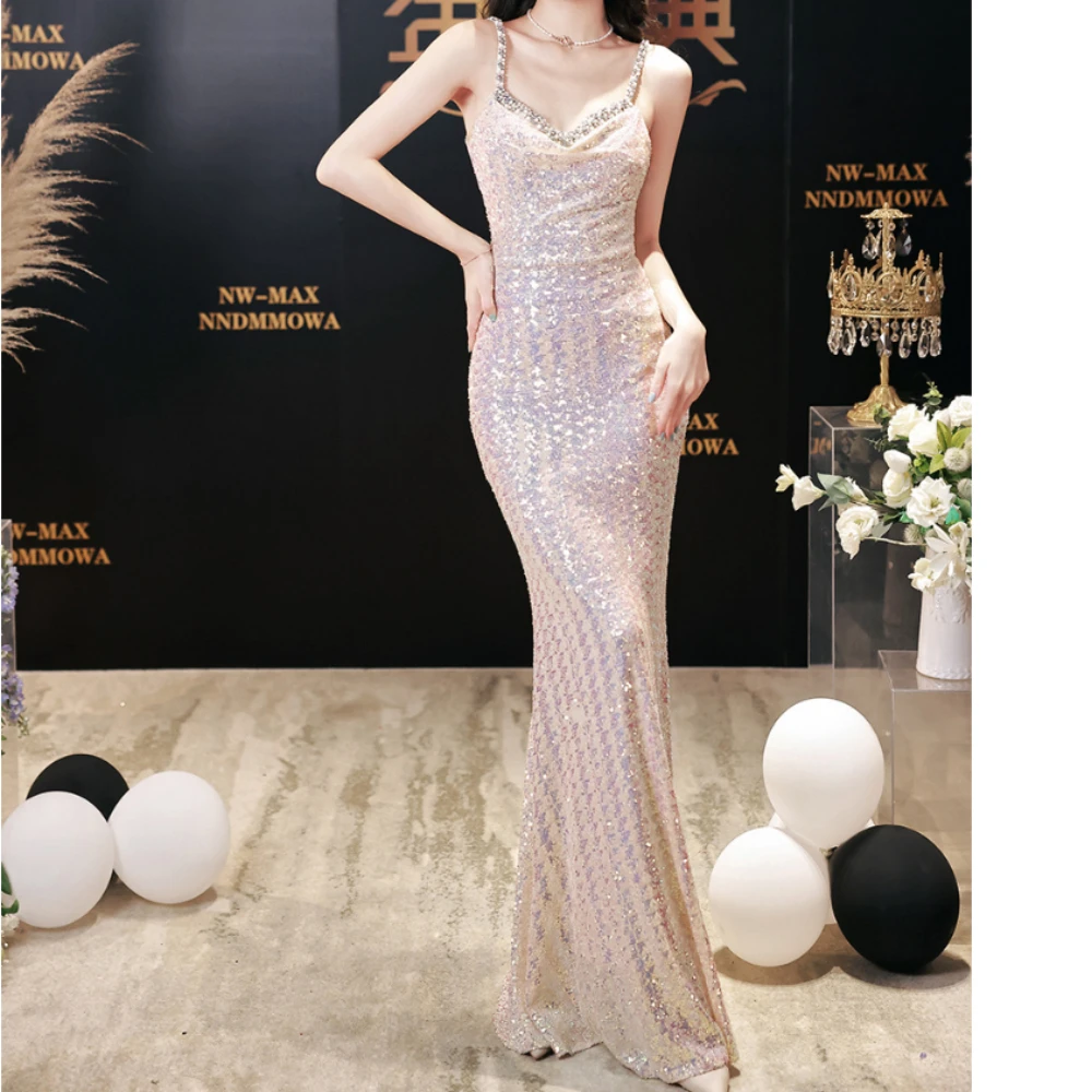 Vestido Largo De Manga Larga Con Estampado De Malla Transparente