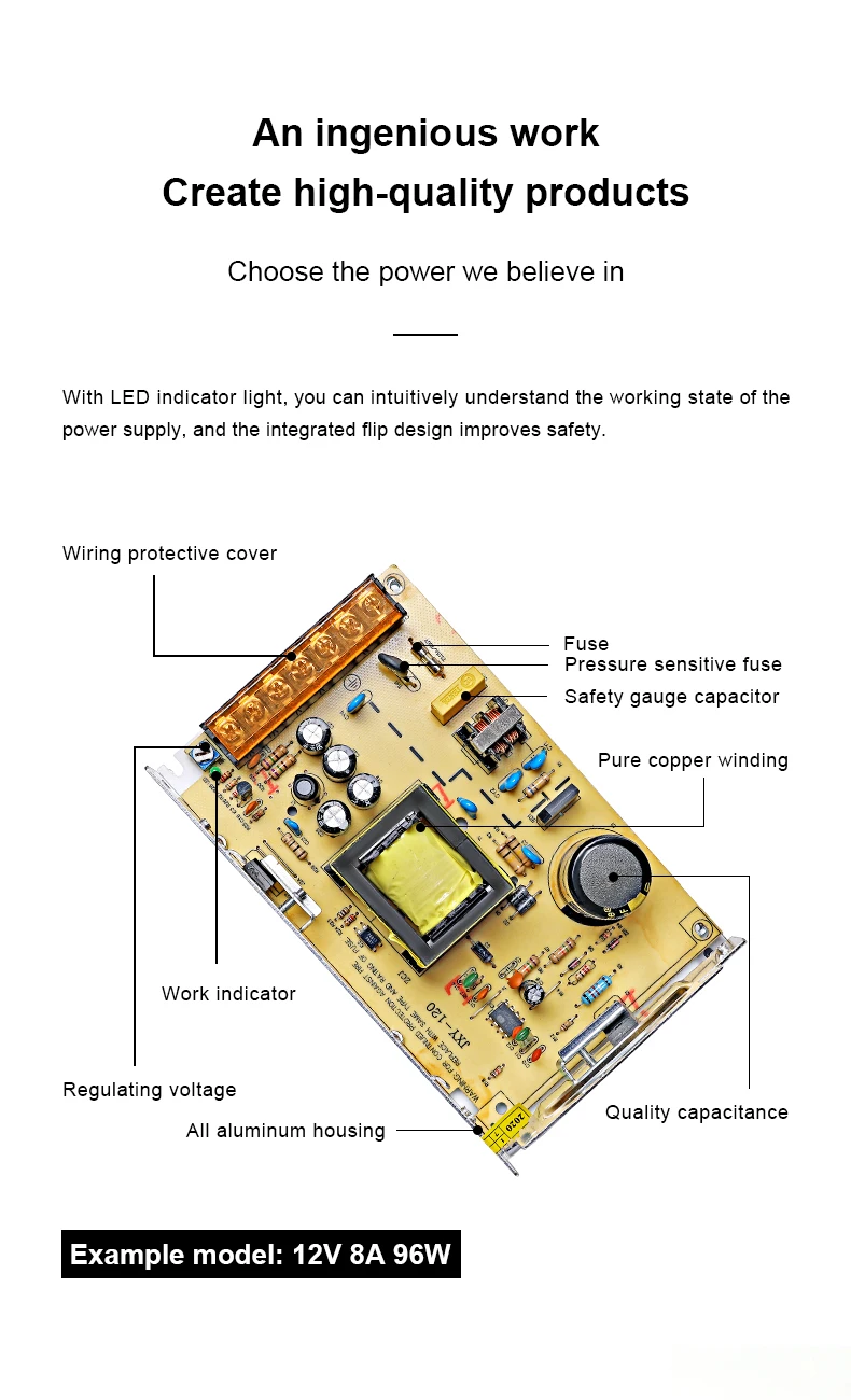 Description Picture 6 of item110V/220V AC Single Output Switching Power Supply 100W DC 5V 20A Aluminum Case Driven Voltage Converter Transformer DC Adapter