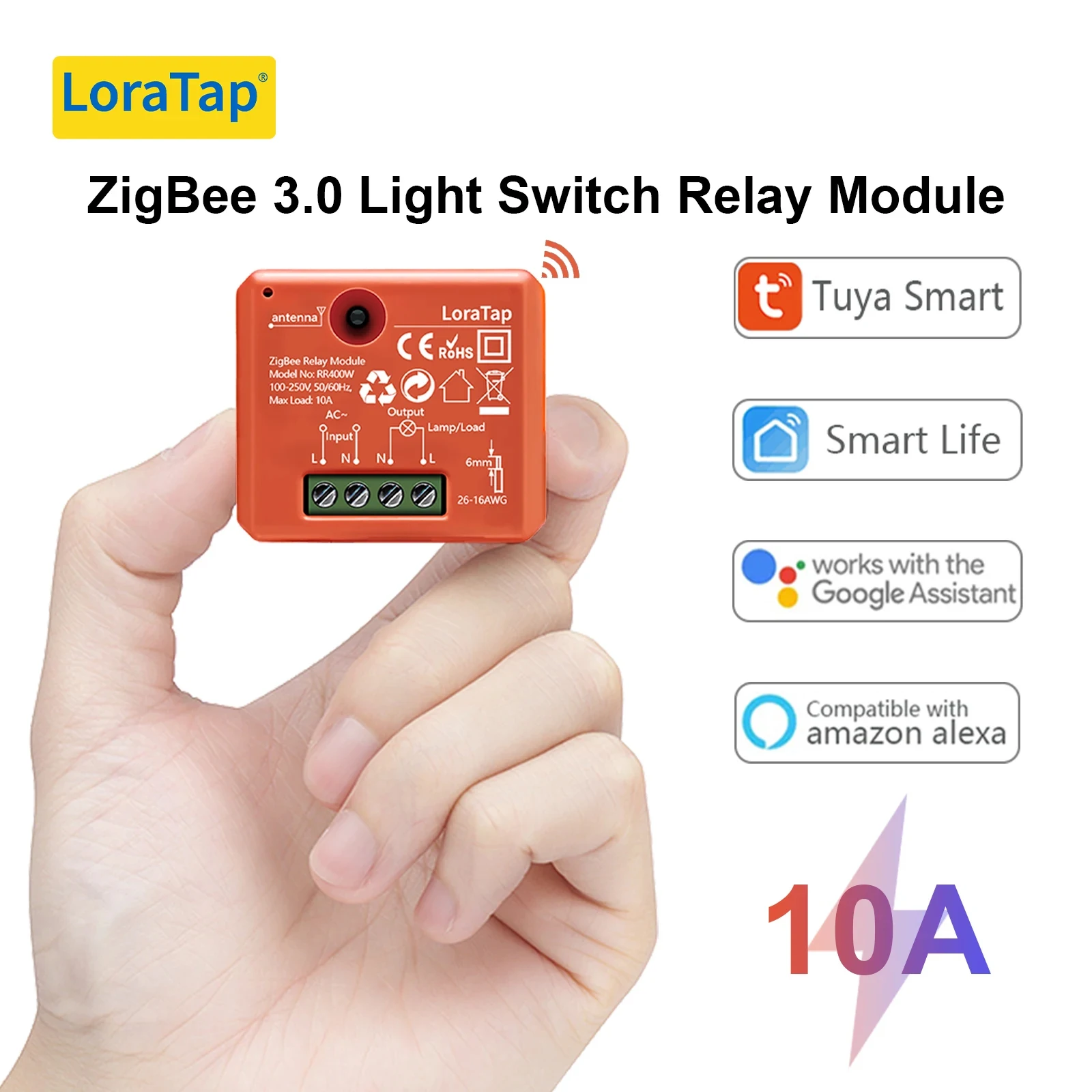 Loratap-tuya Zigbee 3.0 Módulo Soquete Vida Inteligente Controle Remoto sem Fio Funciona com Echo Alexa Google Home Assistente de Voz Diy