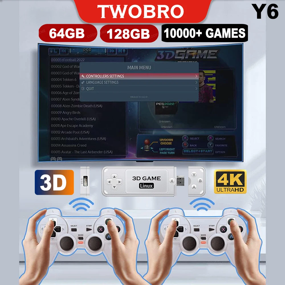Consola Retro Game Stick Lite 4K Con 40.000 Juegos Y 128 GB – Emulador De PSP, PS1, N64, SuperN, MegaD Y Más, Compatible Con HDMI Y Multijugador