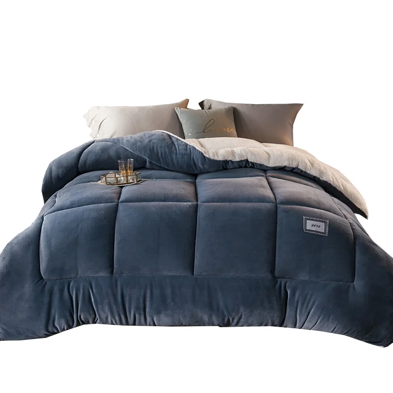 Super warm lamb velvet winter quilt thickened dormitory comforter single student autumn winter quilt core double space bed comforter
