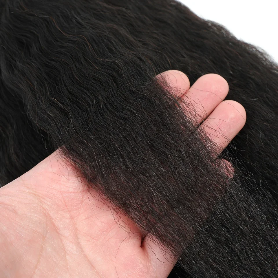 Human Hair Bundles 8-30Inch Brazilian Kinky Straight Hair Weave Bundle 1/3 Bundles Deal 100% Bulk Remy Human Hair Extension Soft Yaki Straight