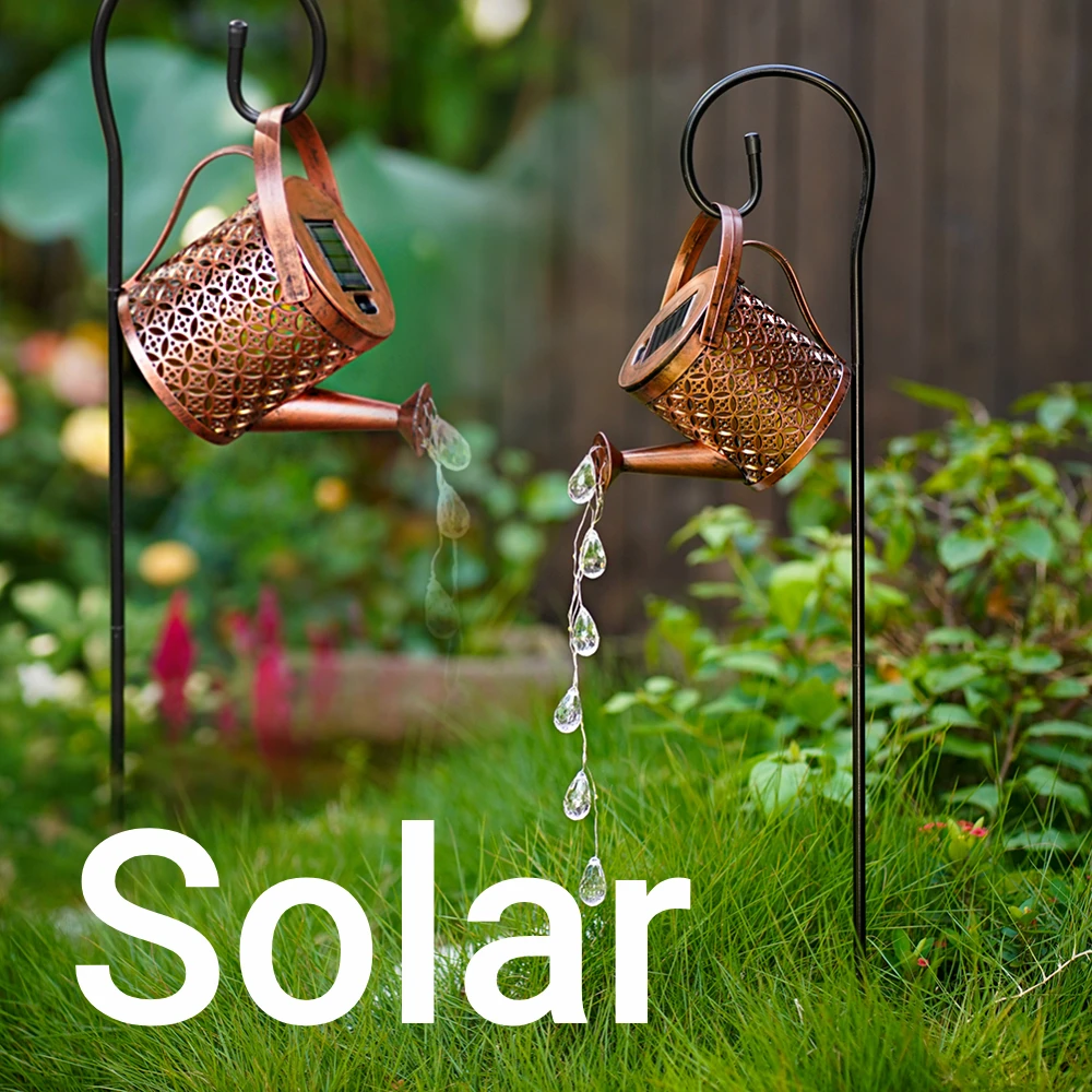 Solar Watering Can Light Hanging Waterfall Lamp Waterproof Outdoor