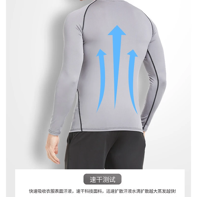 Sports Top Quick Dry Men's Compression Shirt Long Sleeve Second Skin Gym Workout Short Fitness Running T-Shirt Men Wear images - 6